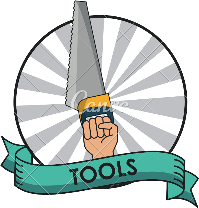 Hand With Saw - Fish Tank Flat Design (800x800)