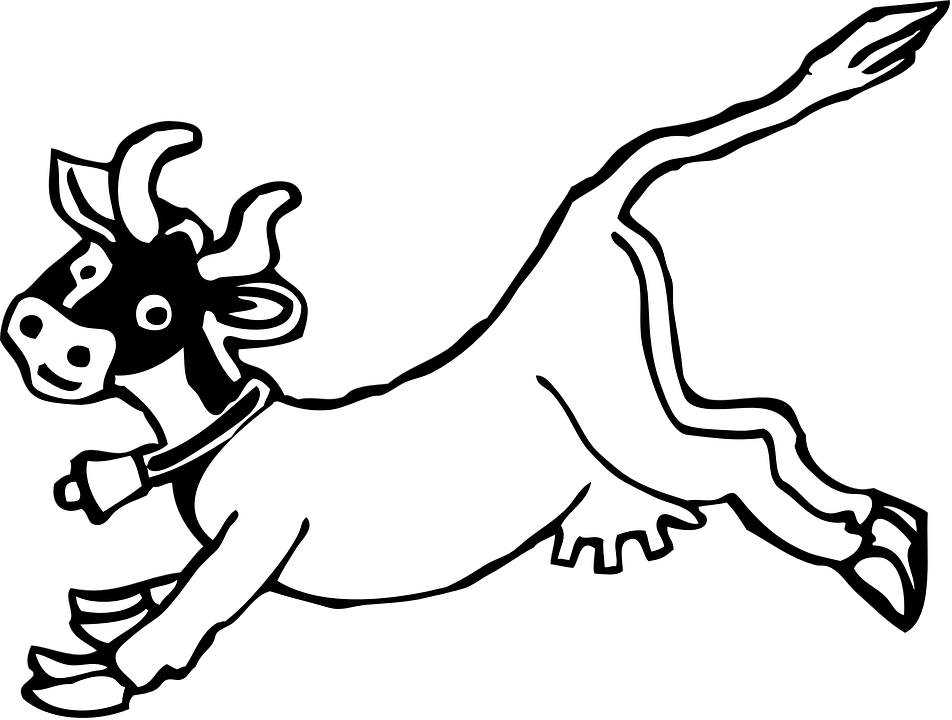 Cow Jumping Cartoon - Jumping Cow Clip Art (952x720)