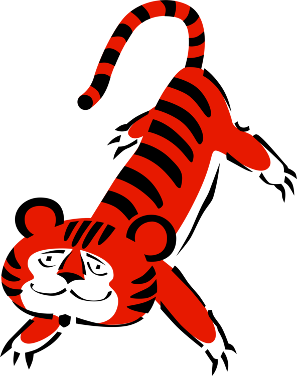 Tiger Lion Animal Cat Cartoon - Cartoon Red Tiger (592x750)