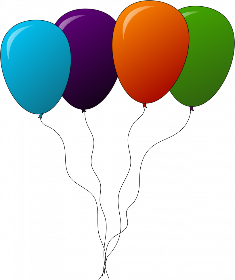 Four Balloons Clipart (817x975)