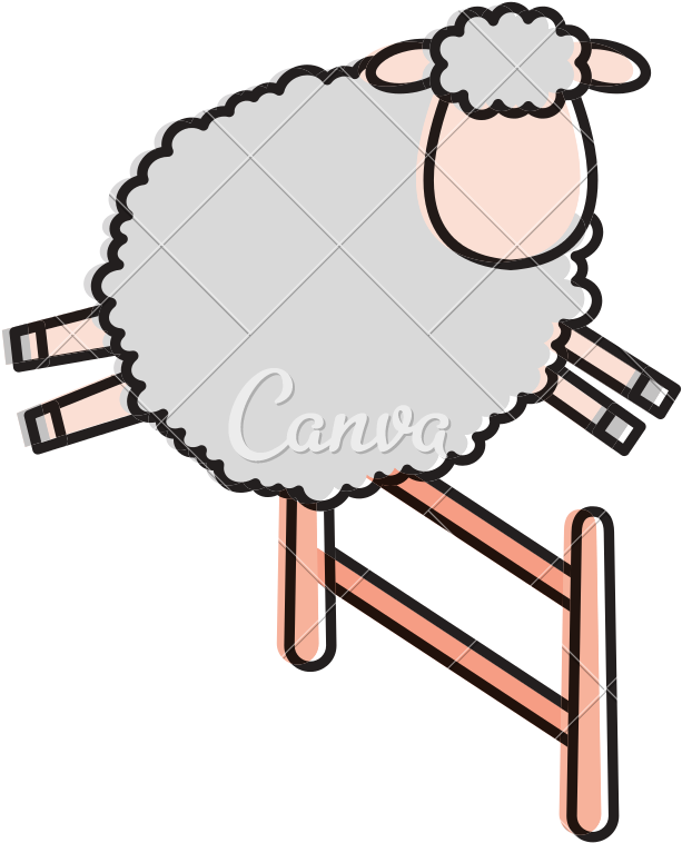 Cute Sheep Jumping Fence Character Icon - Cow Jumping Fence Clipart (800x800)