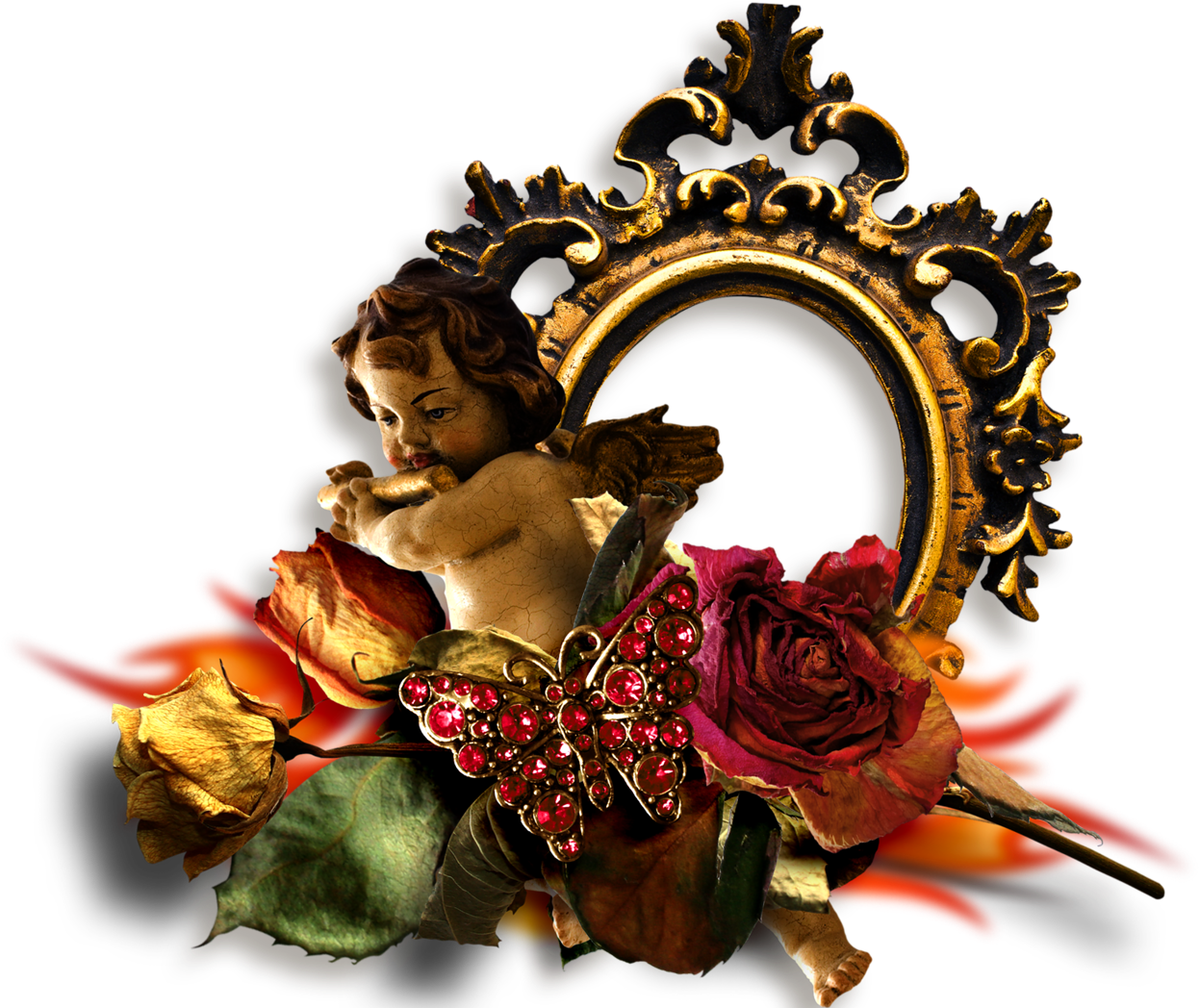 Autumn Frame Burning Love, Clip Art, Frames, Ornaments, - Garden Roses (1280x1101)