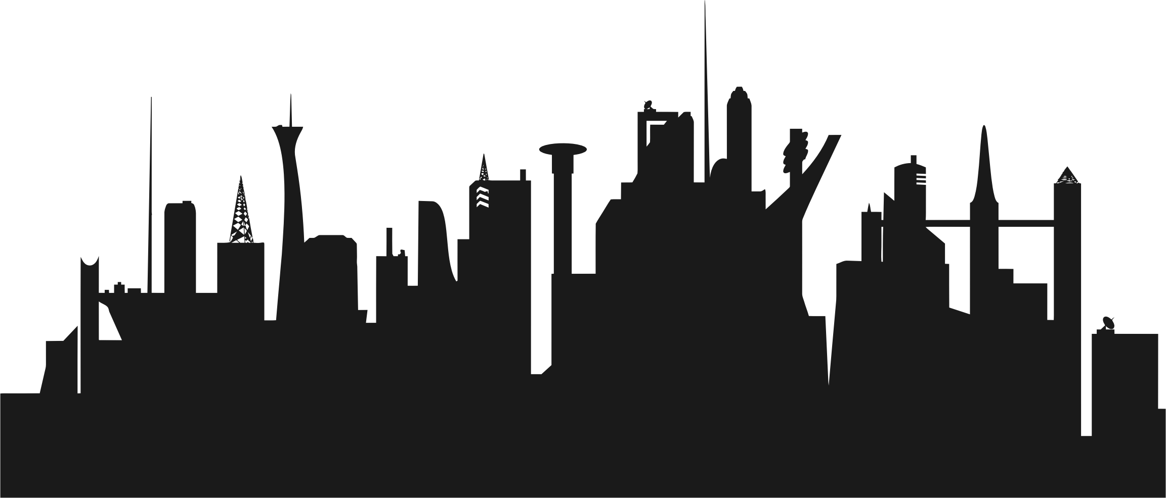 Future City Skyline Silhouette - New Orleans Skyline Silhouette Vector (2305x986)