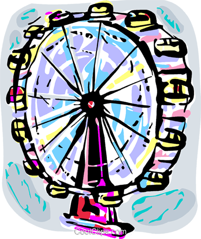 Ferris Wheel Royalty Free Vector Clip Art Illustration - Png Колесо Обозрения Арт (404x480)