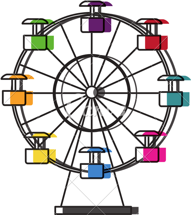 Panoramic Wheel Isolated Icon - Draw Carnival Ferris Wheel (800x800)