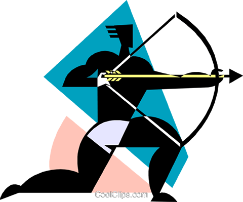 Archer With Bow And Arrow Royalty Free Vector Clip - Graphic Design (480x399)