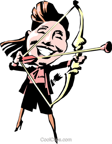Cartoon Woman With Bow & Arrows Royalty Free Vector - Cartoon (375x480)