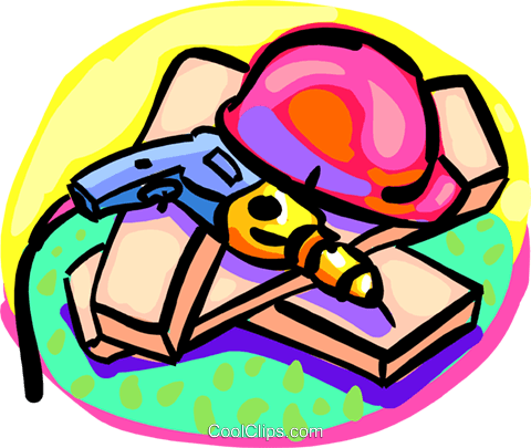 Construction Tools, Hard Hat With Drill Royalty Free - Construction Tools, Hard Hat With Drill Royalty Free (480x405)