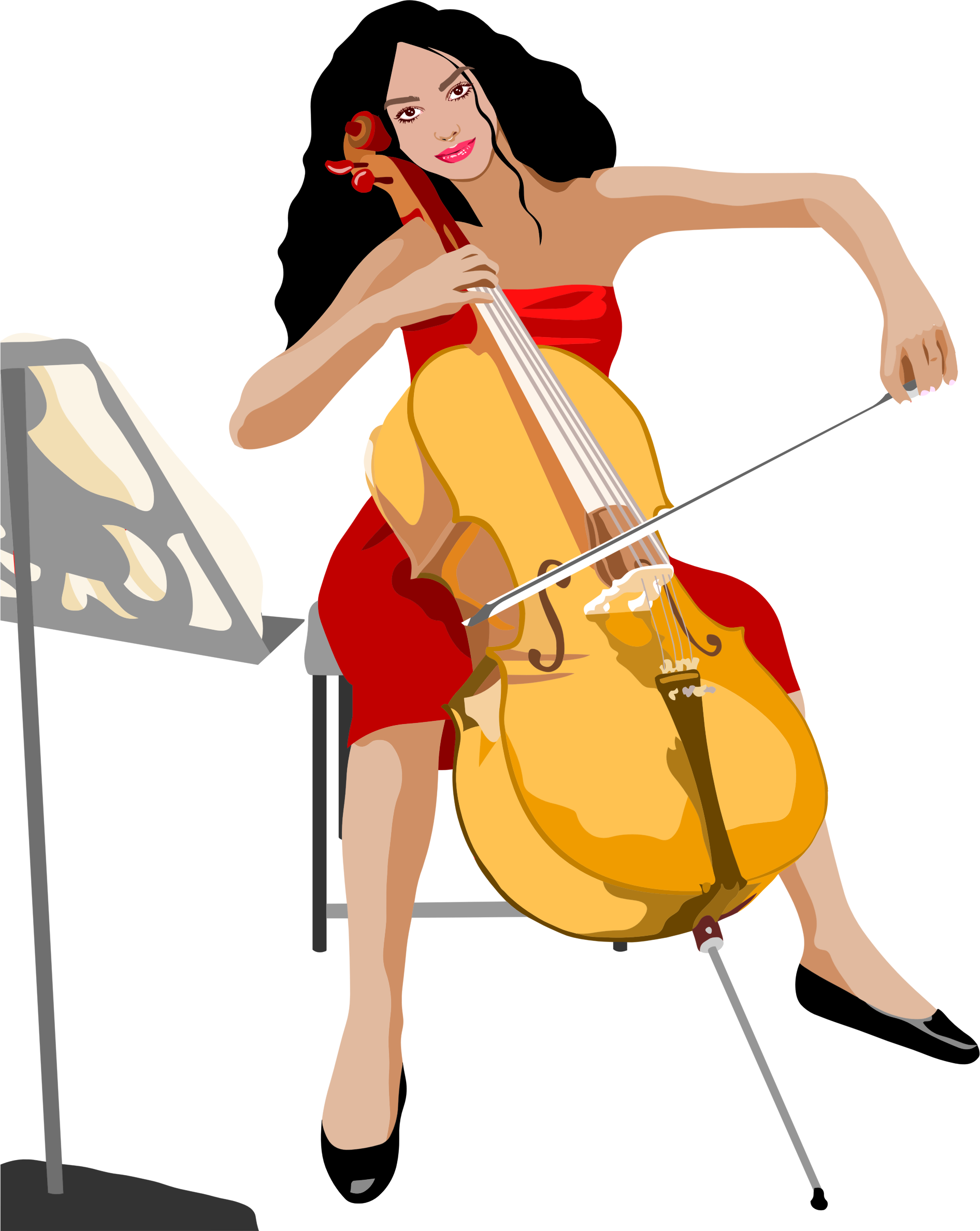 Big Image - Cello Player Clipart (1892x2377)