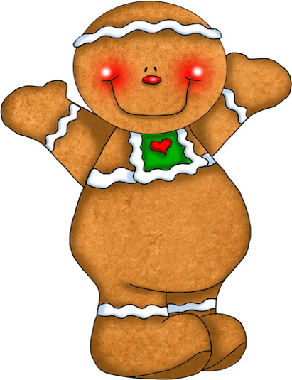 Use This Clipart For A Christmas Candle Craft - Cute Cartoon Gingerbread Man (411x535)