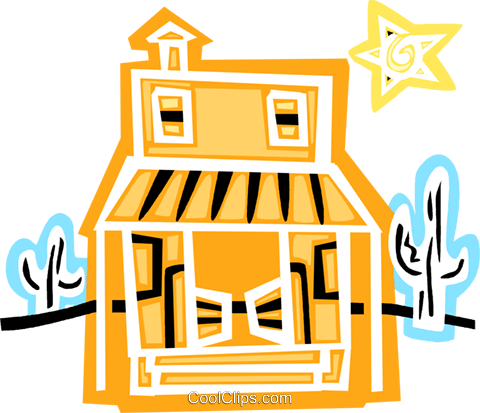 Western Saloon Royalty Free Vector Clip Art Illustration - Western Saloon Royalty Free Vector Clip Art Illustration (480x413)