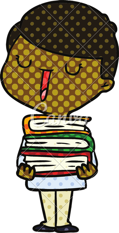 Cartoon Happy Boy With Stack Of Books - Mini Ladd Gta 5 Character Fan Art (408x800)