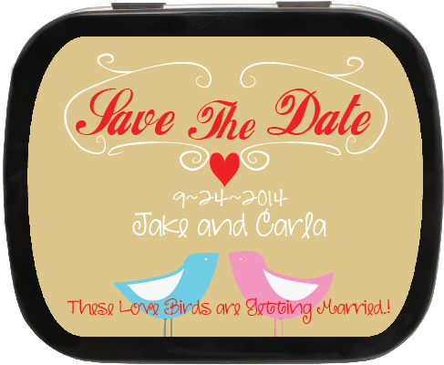 Love Birdies Personalized Mint Tin Favors A - Calligraphy (500x500)