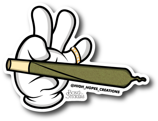 Raw Joint Hand Weed Sticker - Bong Stickers (600x600)