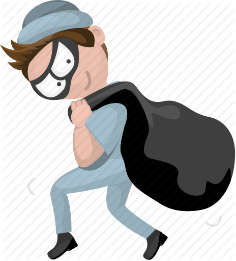 Clip Black And White Bad Guy - Cartoon Thief (464x512)