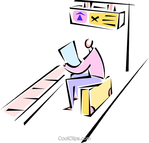 Man Sitting On His Suitcase Reading Royalty Free Vector - Man Sitting On His Suitcase Reading Royalty Free Vector (480x461)