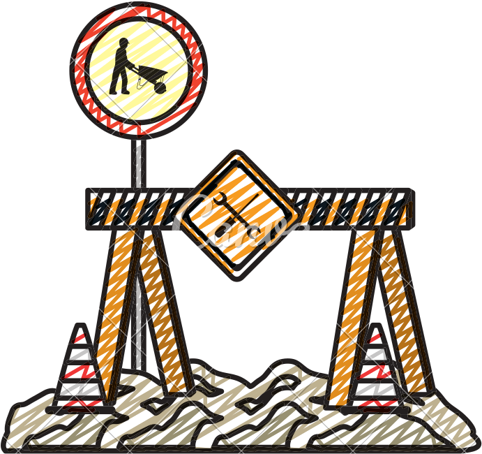 Doodle Caution Barrer With Repair Symbol And Emblem - Doodle Caution Barrer With Repair Symbol And Emblem (800x800)