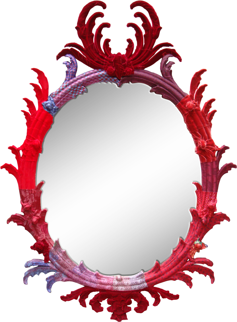 The Red Carved Mahogany Mirror - Circle (905x1200)