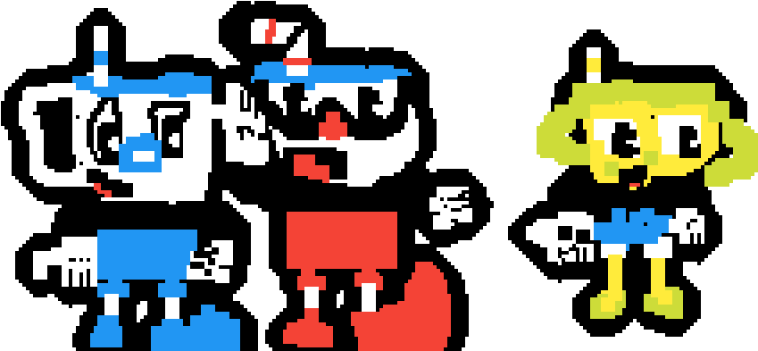 Cuphead And Mugman And Ms Chalice - Cartoon (1024x400)