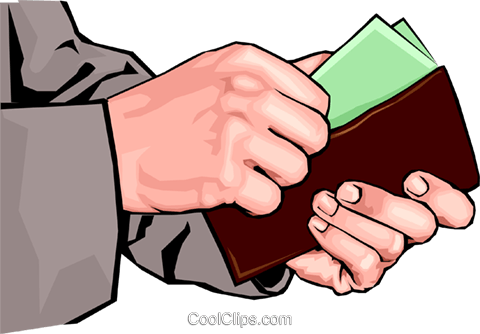 Money Clipart Wallet - Putting Money In Wallet (480x334)