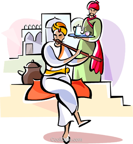 Indian Man Playing Flute Royalty Free Vector Clip Art - Playing Flute Clip Art Png (442x480)