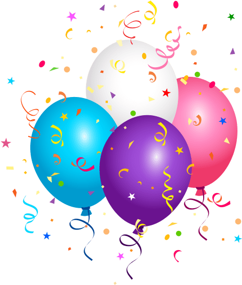 Balloons And Confetti Transparent (500x577)