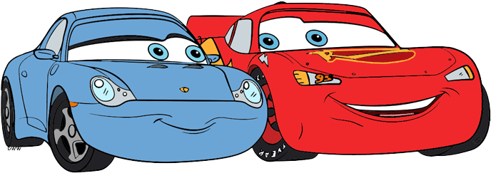 Lightning Mcqueen Sally Mater Clipart (694x249)