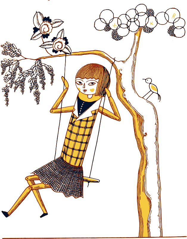 Clipart Doll Girl Girl On Swing Clip Art Swing Set - Takeo Takei (628x800)