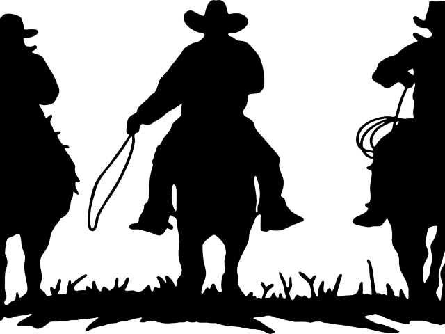 Horse Racing Clipart Shadow - Cowboy Silhouette (640x480)