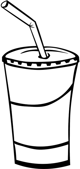 Beverage Clipart Drinking Glass - Soft Drink Clipart Black And White (360x720)