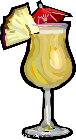 Mixed Tropical Drink Royalty Free Vector Clip Art Illustration - Cartoon Drinks Pina Colada (262x480)