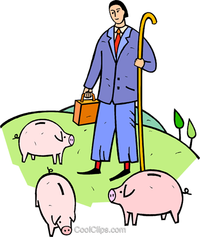 Pastor Empresário Com Cofrinhos Livre De Direitos Vetores - Pastor Empresário Com Cofrinhos Livre De Direitos Vetores (405x480)