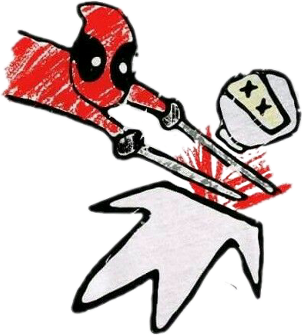 Cute Sticker - Deadpool Cartoon Drawing From Movie (1024x1134)