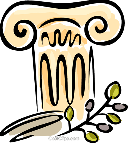 Greek Clipart Pillar Free - Griechische Säulen Clipart (432x480)