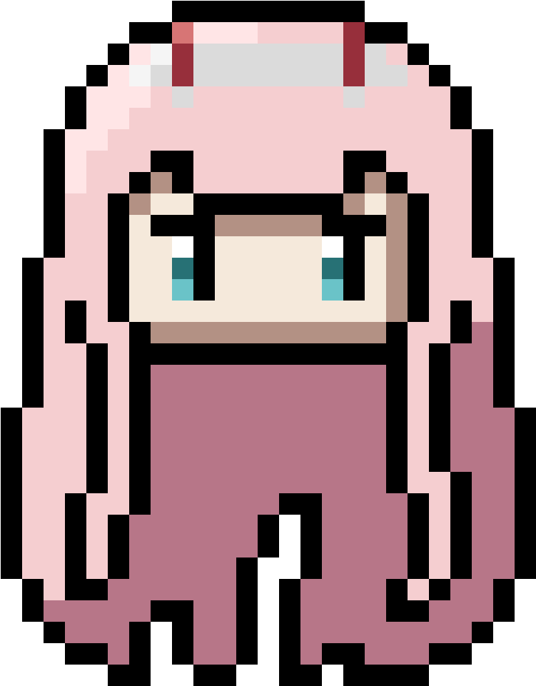 Fan Art[fanart] My Attempt At Zero Two Pixel Art - 8 Bit Ghost Png (1500x1500)