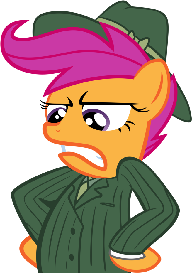 Fluffytuli, Clothes, Hat, Mad, Mafia, Safe, Scootaloo, - Cartoon (1024x1024)