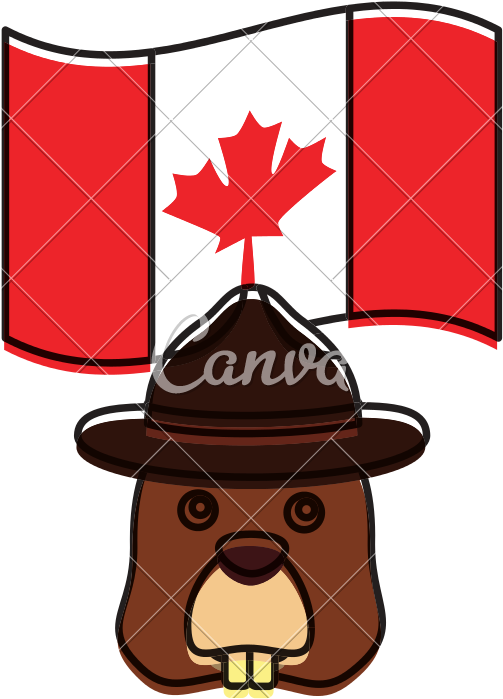 Beaver With Hat And Canadian Flag - Canada Flag (800x800)