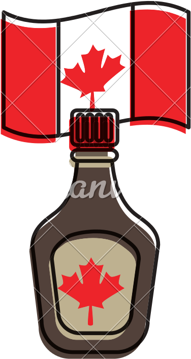 Bottle Syrup Maple And Canadian Flag - Illustration (800x800)