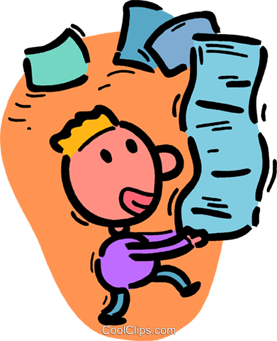 Man With Lots Of Paperwork Royalty Free Vector Clip - Man With Lots Of Paperwork Royalty Free Vector Clip (391x480)