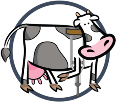 Health & Welfare - Lame Cow Cartoon (402x402)