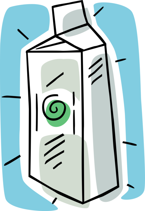 Vector Illustration Of Dairy Milk Carton Container - Vector Illustration Of Dairy Milk Carton Container (482x700)