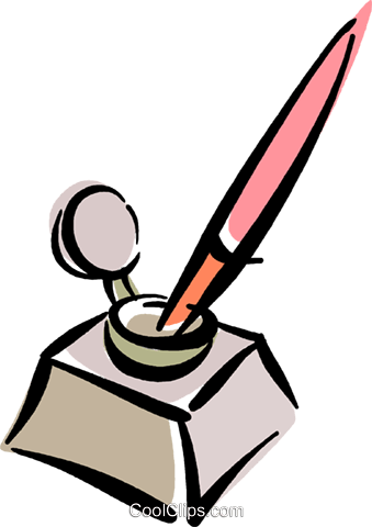 Fountain Pen In An Inkwell Royalty Free Vector Clip - Fountain Pen In An Inkwell Royalty Free Vector Clip (339x480)