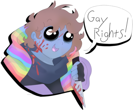 Gloob Just Murdered Someone While Wearing A Giant Rainbow - Cartoon (540x497)