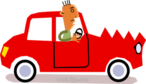 Picasso Man In Car Royalty Free Vector Clip Art Illustration - Cartoon Car Crash (480x277)