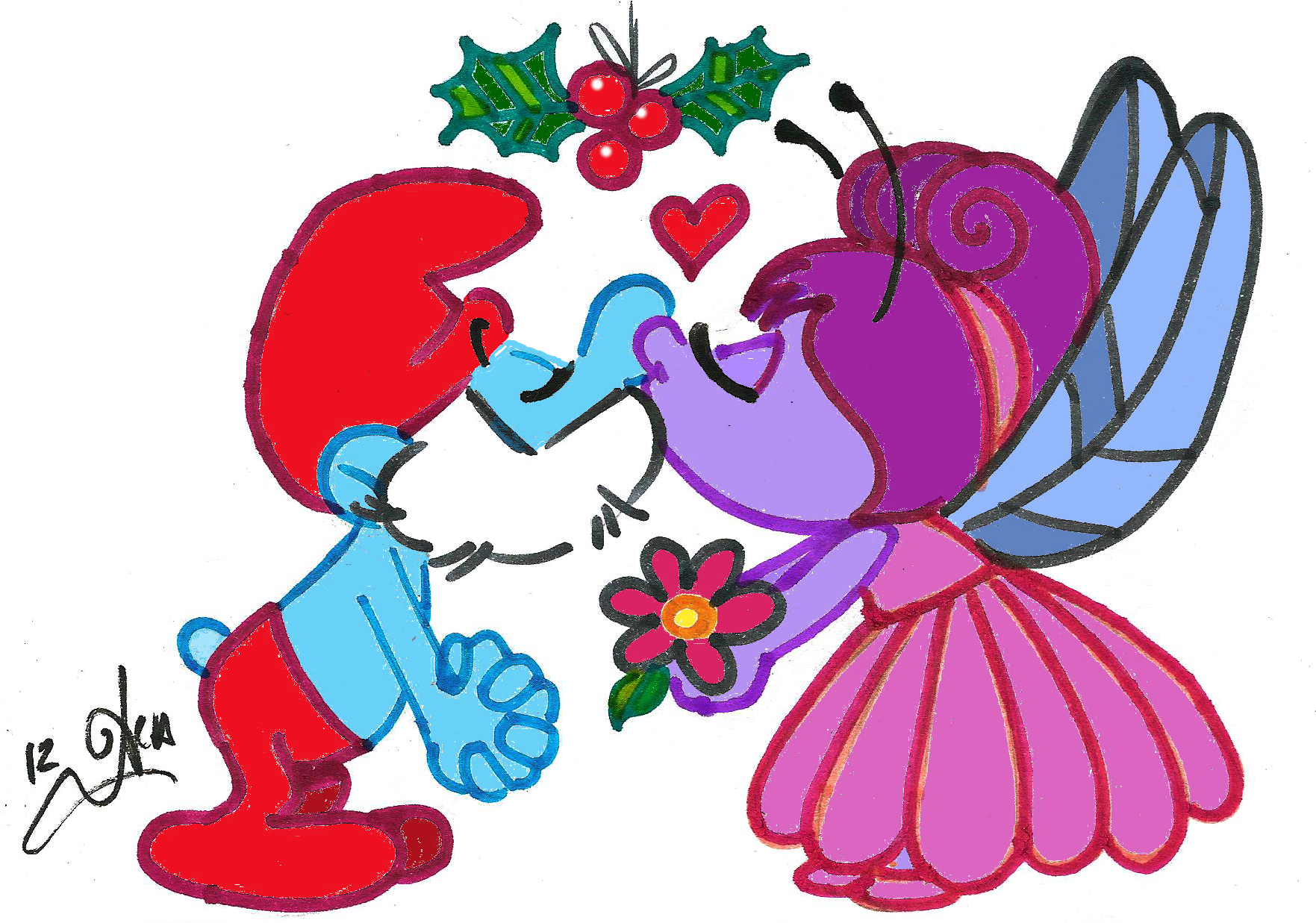 Smurfy Christmas Art Gallery Clip Art Free Library - Cartoon (1829x1290)