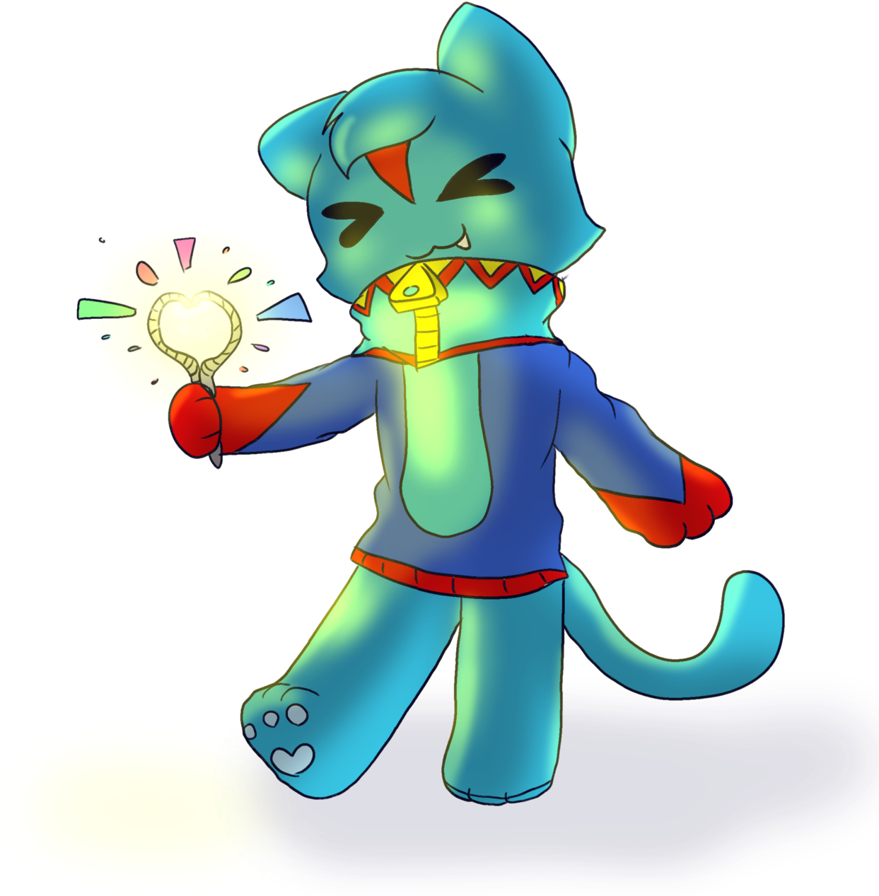 Shark Cat With A Sparkler - Cartoon (1280x1280)