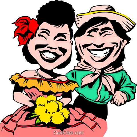 Cartoon Native People Royalty Free Vector Clip Art - Spanish Cartoon Couple (479x480)
