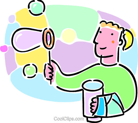 Child Blowing Bubbles Royalty Free Vector Clip Art - Child Blowing Bubbles Royalty Free Vector Clip Art (480x426)