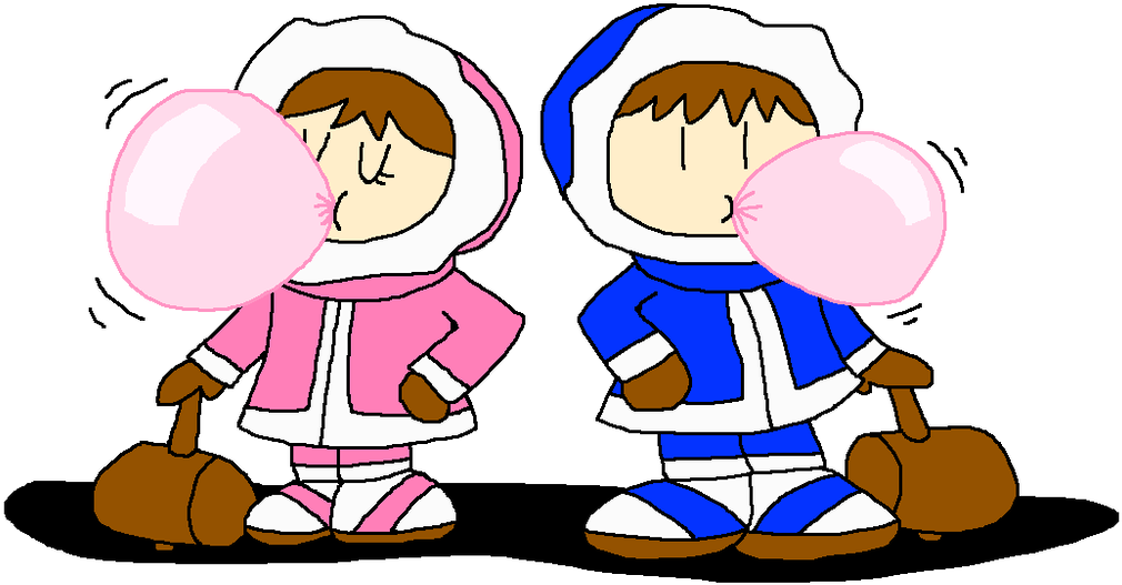 Ice Climbers Blowing Bubble Gum By Pokegirlrules - Ice Climbers Bubblegum (1024x588)
