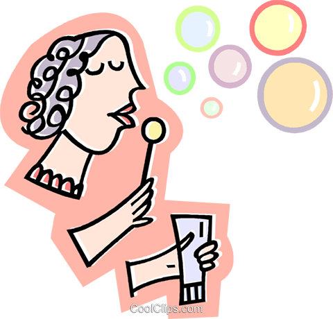 Girl Blowing Bubbles Royalty Free Vector Clip Art Illustration - Girl Blowing Bubbles Royalty Free Vector Clip Art Illustration (480x460)